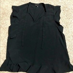 XL Banana Republic flutter sleeve black blouse with ties
